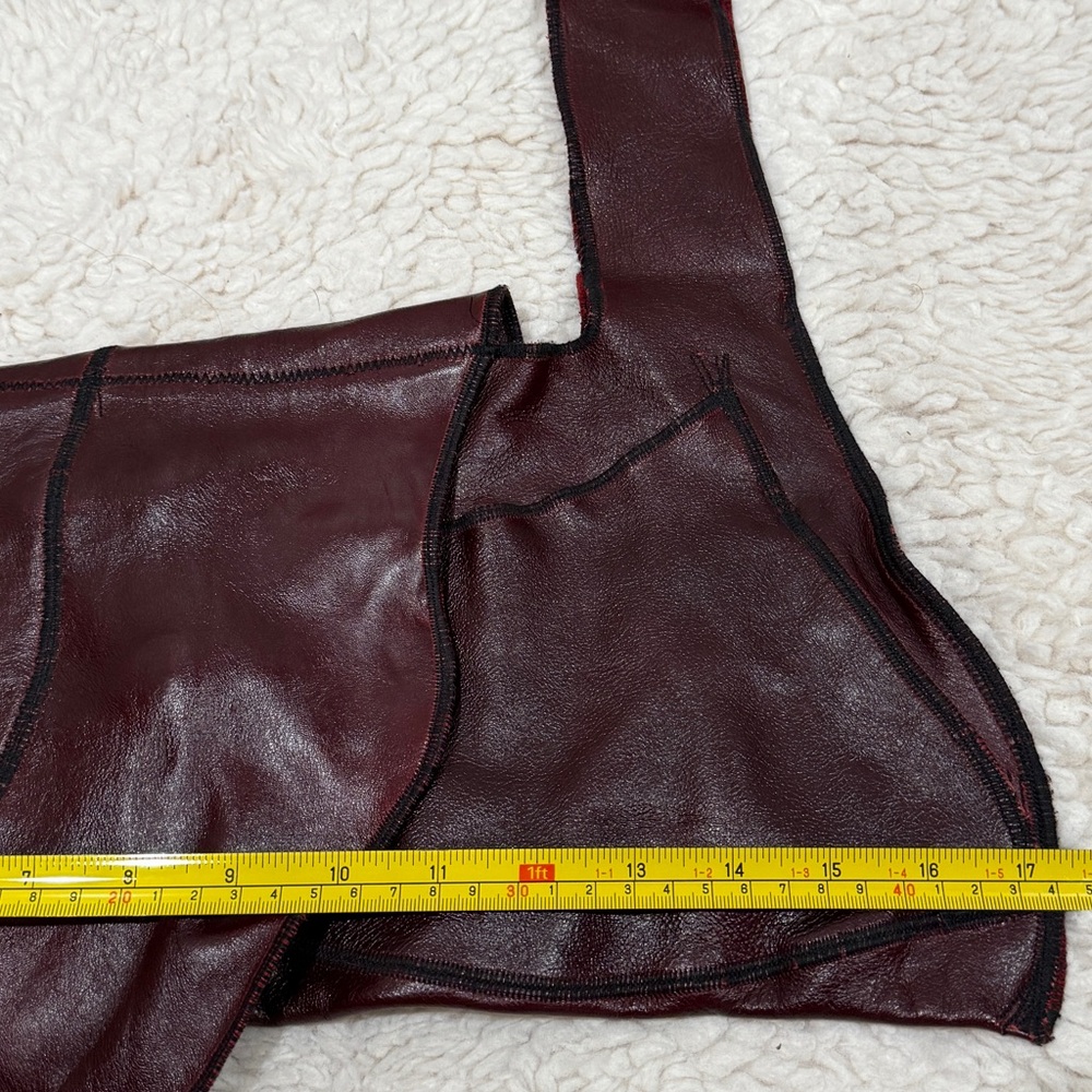 ‼️SOLD‼️(h(om)e) Heather Hambrecht Shoulder Bag Burgundy Organic Distressed - Picture 6 of 14